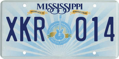 MS license plate XKR014