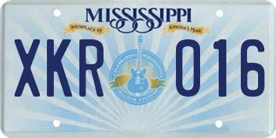 MS license plate XKR016