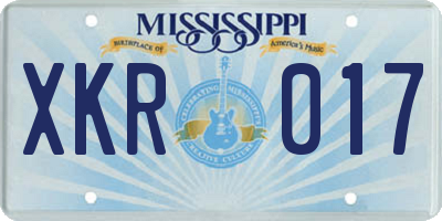MS license plate XKR017