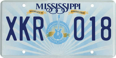 MS license plate XKR018