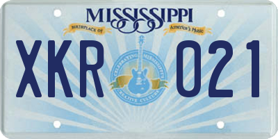 MS license plate XKR021