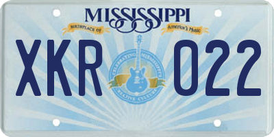 MS license plate XKR022
