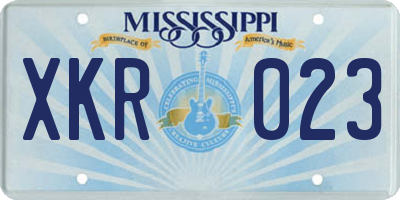 MS license plate XKR023