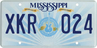 MS license plate XKR024