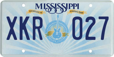 MS license plate XKR027