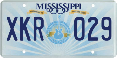 MS license plate XKR029