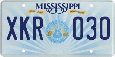 MS license plate XKR030