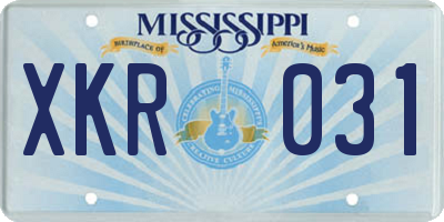MS license plate XKR031