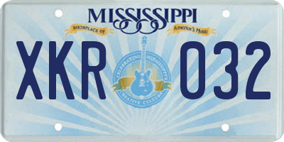 MS license plate XKR032
