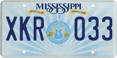 MS license plate XKR033