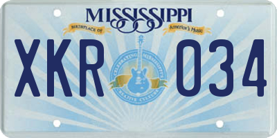 MS license plate XKR034