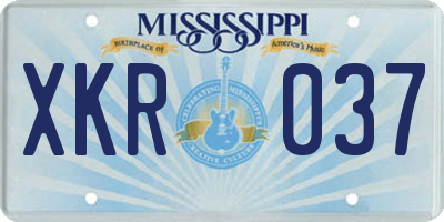 MS license plate XKR037