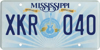 MS license plate XKR040