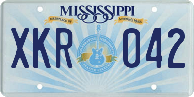 MS license plate XKR042