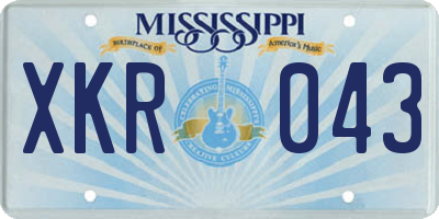MS license plate XKR043