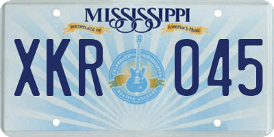 MS license plate XKR045