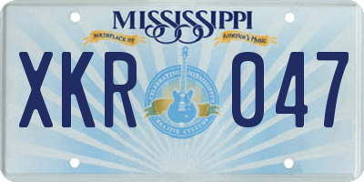 MS license plate XKR047