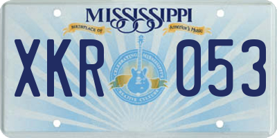 MS license plate XKR053