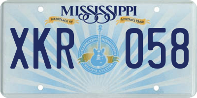 MS license plate XKR058