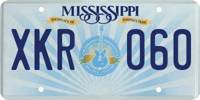 MS license plate XKR060