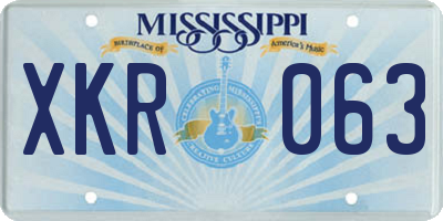 MS license plate XKR063
