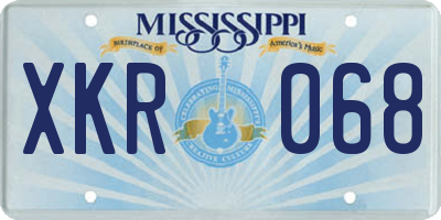 MS license plate XKR068