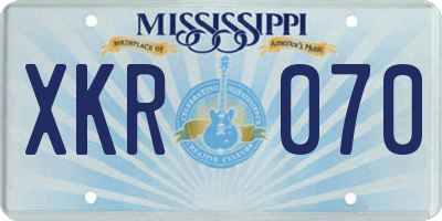 MS license plate XKR070
