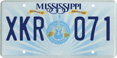 MS license plate XKR071
