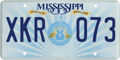 MS license plate XKR073