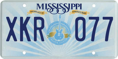 MS license plate XKR077