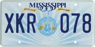 MS license plate XKR078