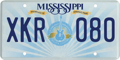 MS license plate XKR080