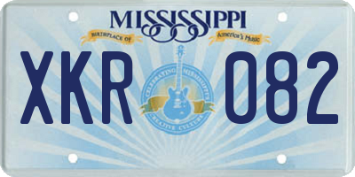 MS license plate XKR082