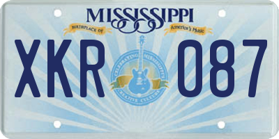 MS license plate XKR087