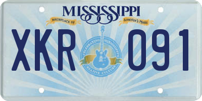 MS license plate XKR091