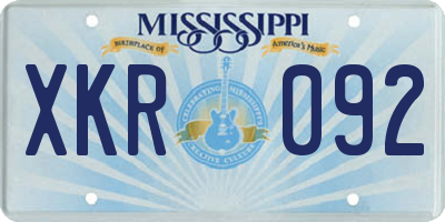 MS license plate XKR092