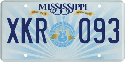 MS license plate XKR093