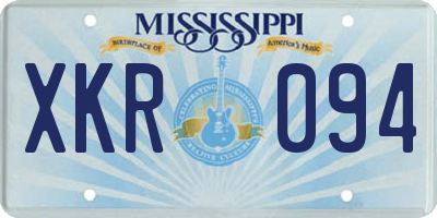 MS license plate XKR094