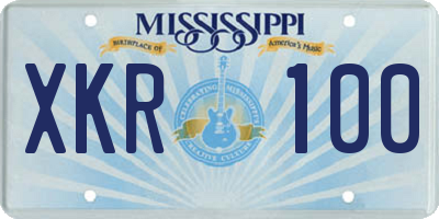 MS license plate XKR100