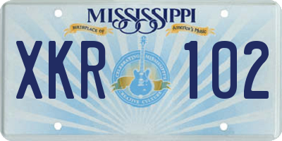 MS license plate XKR102