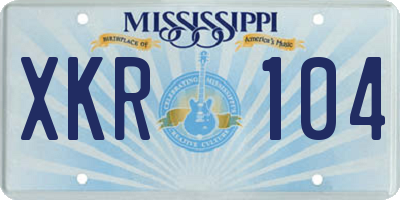 MS license plate XKR104