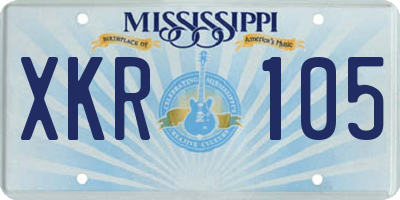 MS license plate XKR105