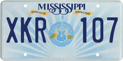 MS license plate XKR107