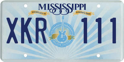 MS license plate XKR111