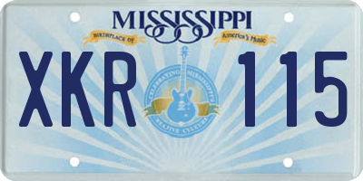 MS license plate XKR115