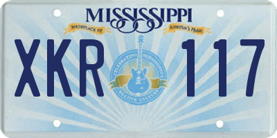 MS license plate XKR117