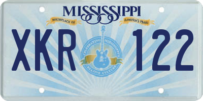 MS license plate XKR122