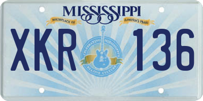 MS license plate XKR136