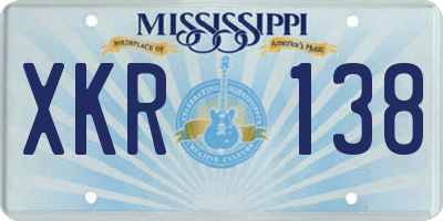 MS license plate XKR138