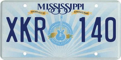 MS license plate XKR140